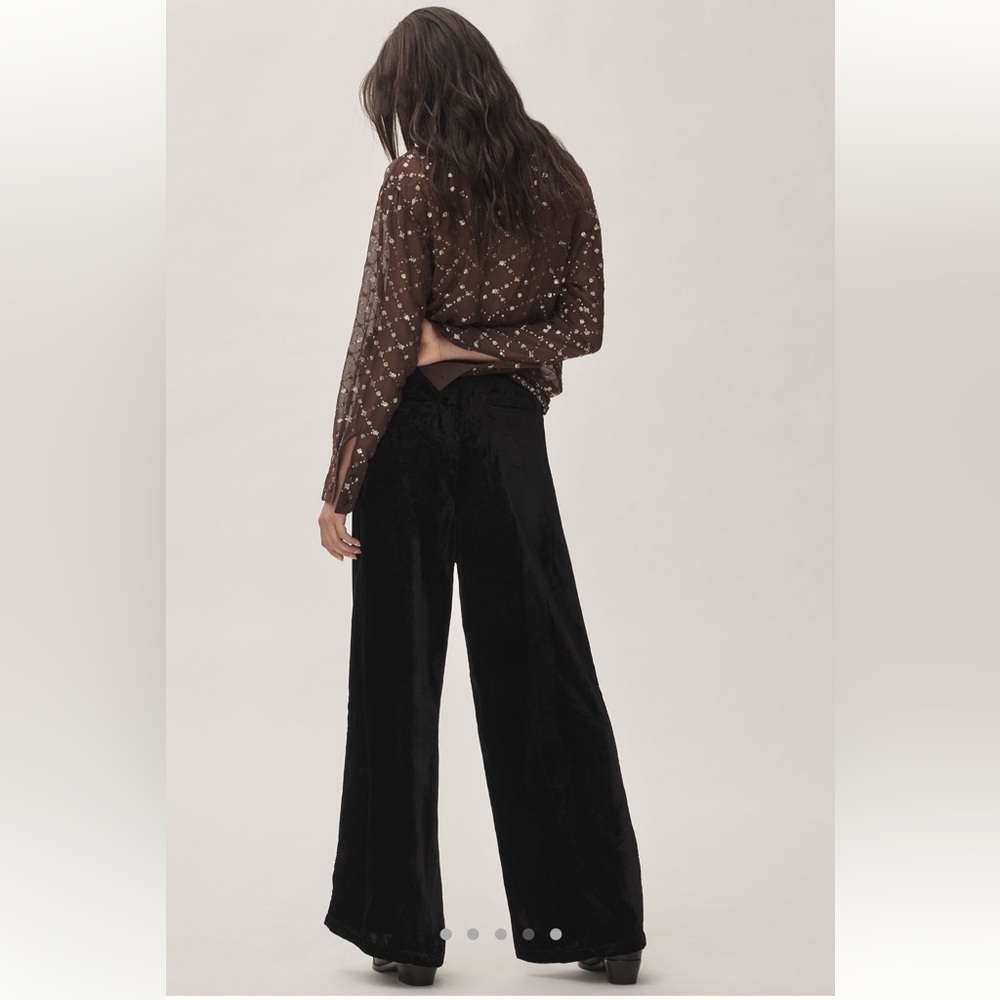 NWT Anthropologie Black Velvet Pants - Picture 2 of 10